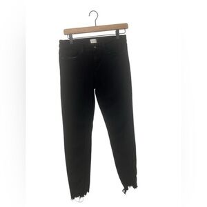 Sneak peek black midrise skinny jeans with frayed ankle